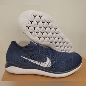 Nike Mens Free RN Flyknit 2018 College Navy Running Shoe 942838 600 size 7